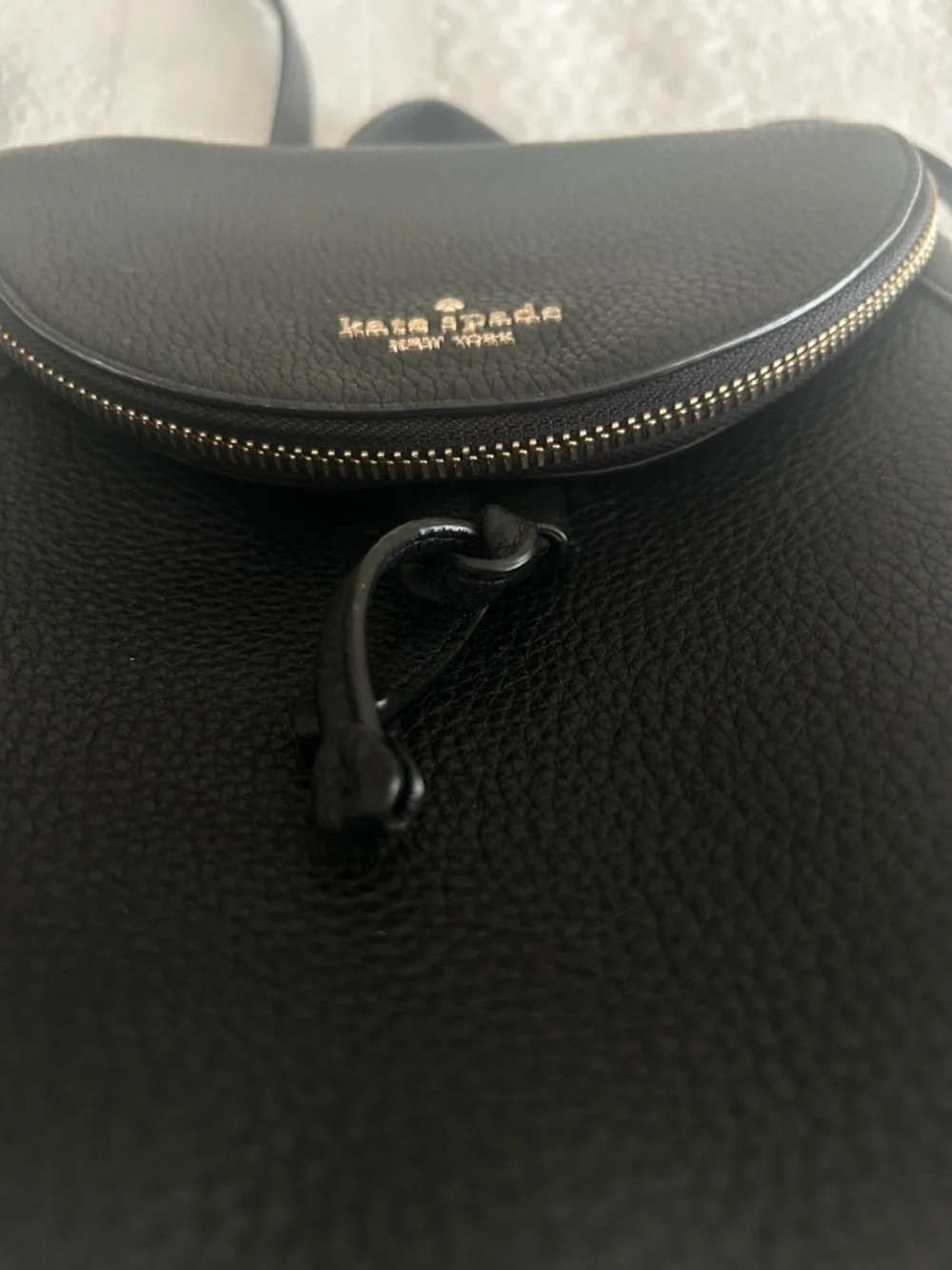 Kate Spade New York Lizzie Medium Flap Backpack - Black Saffiano Leather